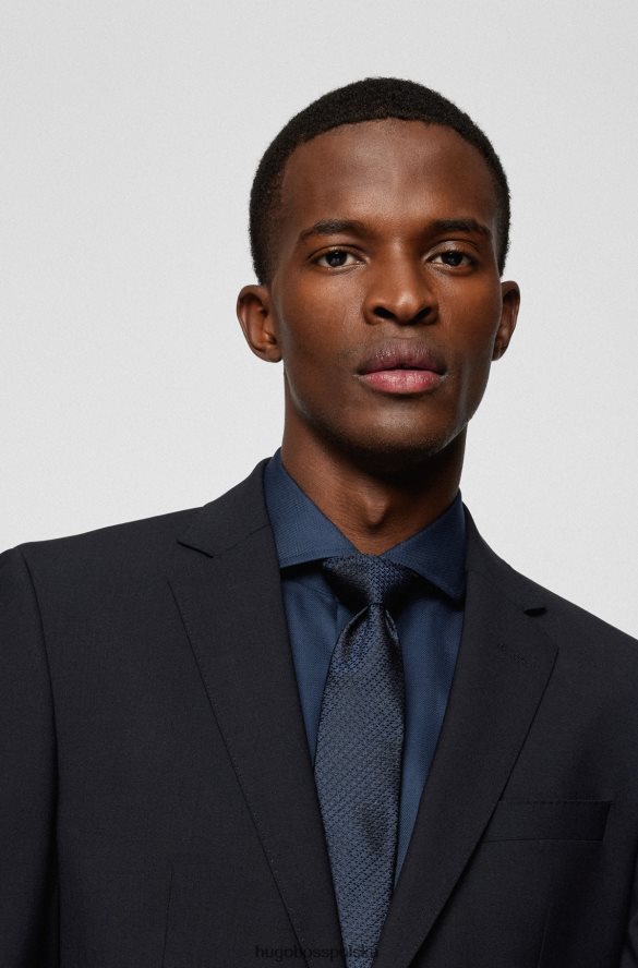 Hugo Boss Koszula slim-fit z bawełny hugo o mikrostrukturze w kolorze ciemnoniebieskim ciemny niebieski R0X0H63804