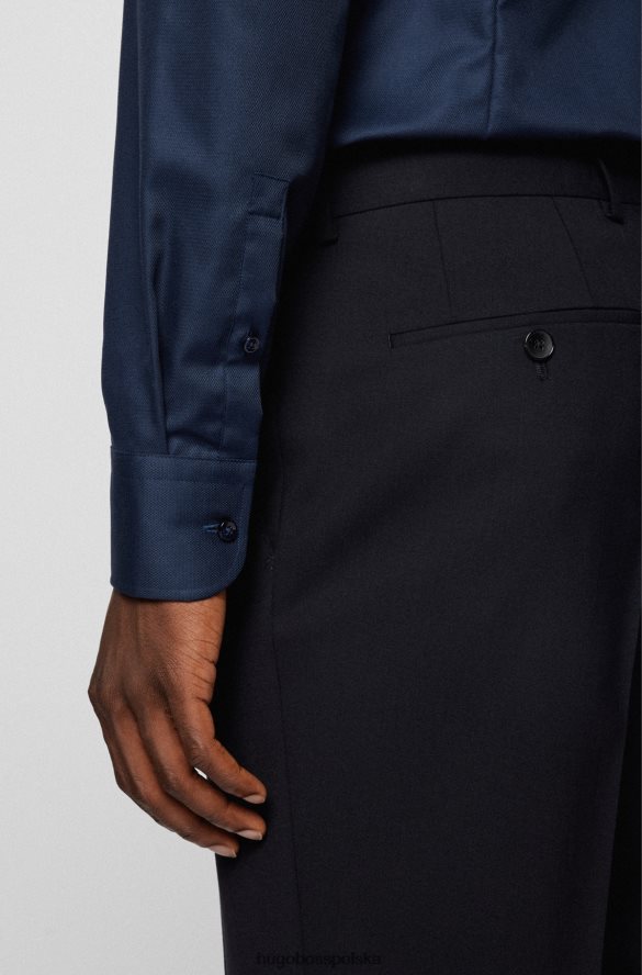 Hugo Boss Koszula slim-fit z bawełny hugo o mikrostrukturze w kolorze ciemnoniebieskim ciemny niebieski R0X0H63804