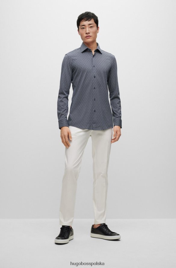 Hugo Boss Koszula slim-fit z drukowanego, elastycznego materiału w kolorze ciemnoniebieskim hugo ciemny niebieski R0X0H64205