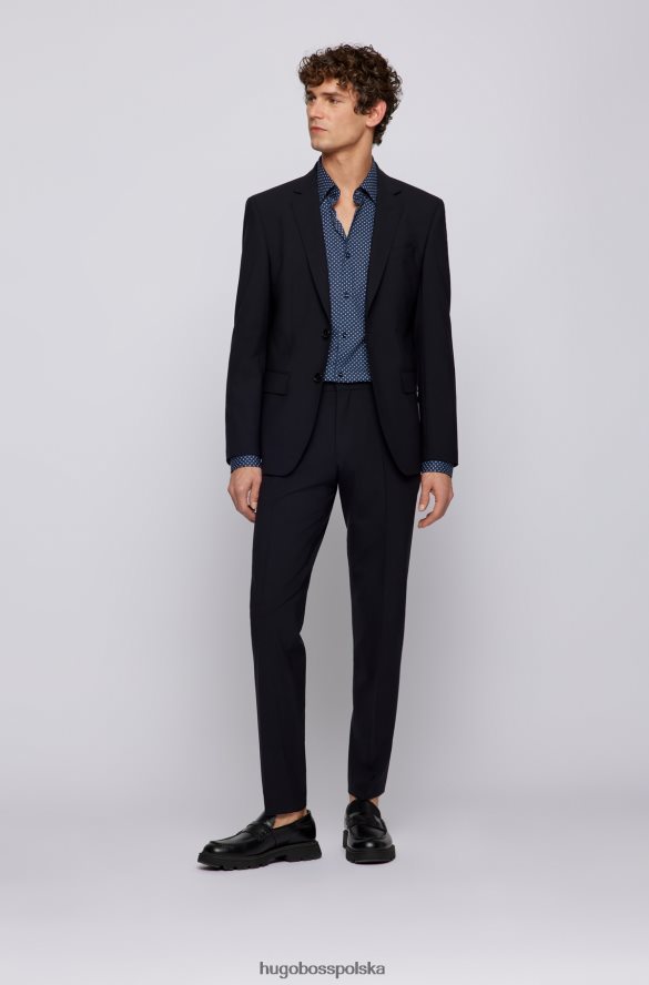 Hugo Boss Koszula slim-fit z drukowanej włoskiej popeliny z elastycznej bawełny hugo w kolorze ciemnoniebieskim ciemny niebieski R0X0H63849