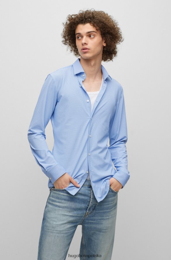 Hugo Boss Koszula slim-fit z elastycznego płótna hugo z mikronadrukiem w kolorze jasnoniebieskim jasny niebieski R0X0H63033