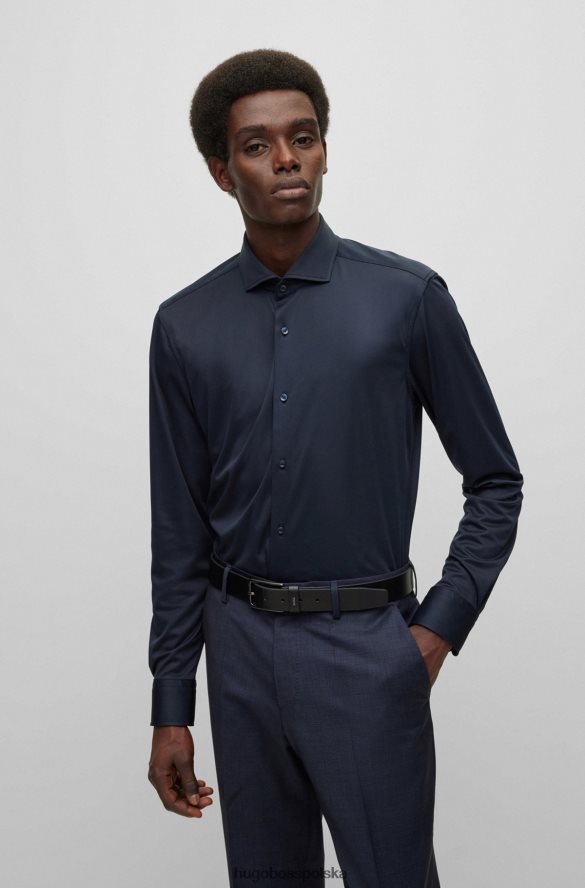 Hugo Boss Koszula slim-fit z elastycznego włoskiego dżerseju Hugo w kolorze ciemnoniebieskim ciemny niebieski R0X0H61351