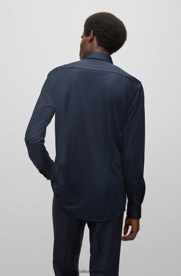 Hugo Boss Koszula slim-fit z elastycznego włoskiego dżerseju Hugo w kolorze ciemnoniebieskim ciemny niebieski R0X0H61351