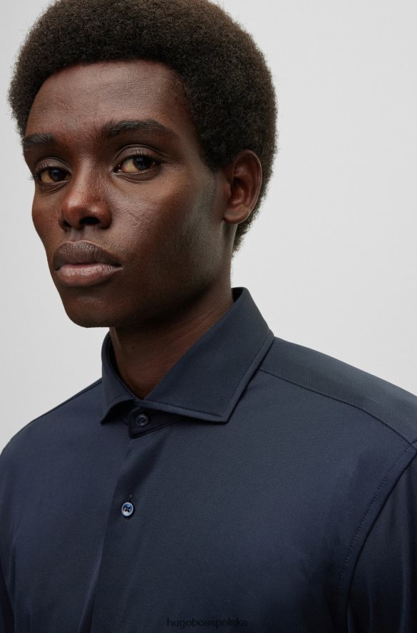 Hugo Boss Koszula slim-fit z elastycznego włoskiego dżerseju Hugo w kolorze ciemnoniebieskim ciemny niebieski R0X0H61351
