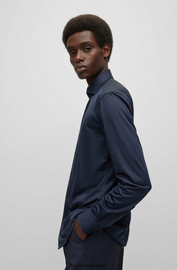 Hugo Boss Koszula slim-fit z elastycznego włoskiego dżerseju Hugo w kolorze ciemnoniebieskim ciemny niebieski R0X0H61351