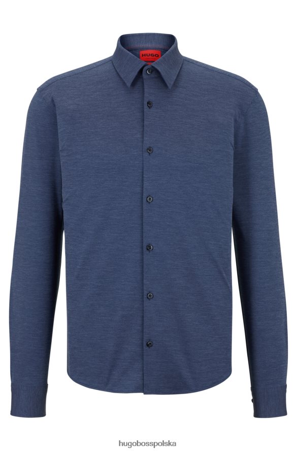 Hugo Boss Koszula slim-fit z melanżowego, elastycznego dżerseju w kolorze ciemnoniebieskim hugo ciemny niebieski R0X0H64502