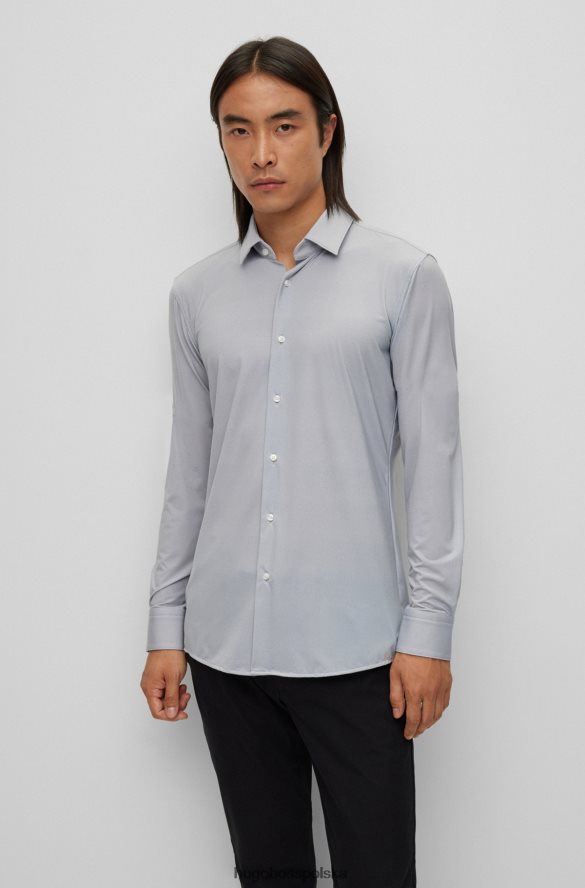Hugo Boss Koszula slim-fit z melanżowego, elastycznego jerseyu w kolorze szarym hugo szary R0X0H61656