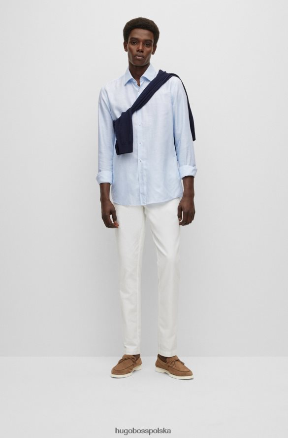 Hugo Boss Koszula slim-fit z mieszanki spranego lnu Hugo w kolorze jasnoniebieskim jasny niebieski R0X0H61628