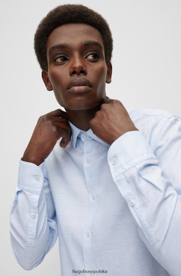 Hugo Boss Koszula slim-fit z mieszanki spranego lnu Hugo w kolorze jasnoniebieskim jasny niebieski R0X0H61628