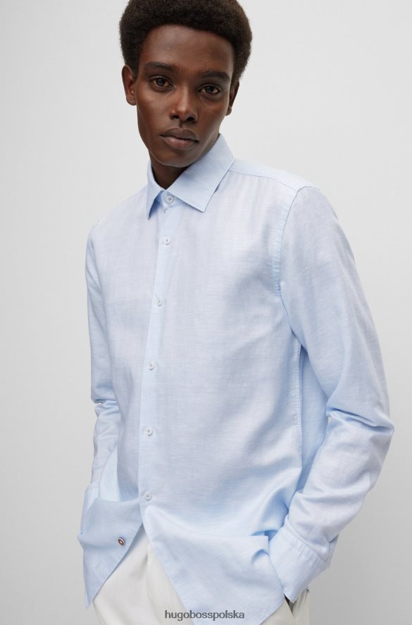 Hugo Boss Koszula slim-fit z mieszanki spranego lnu Hugo w kolorze jasnoniebieskim jasny niebieski R0X0H61628