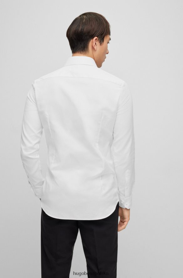 Hugo Boss Koszula slim-fit z włoskiej bawełny strukturalnej hugo w kolorze białym biały R0X0H62477
