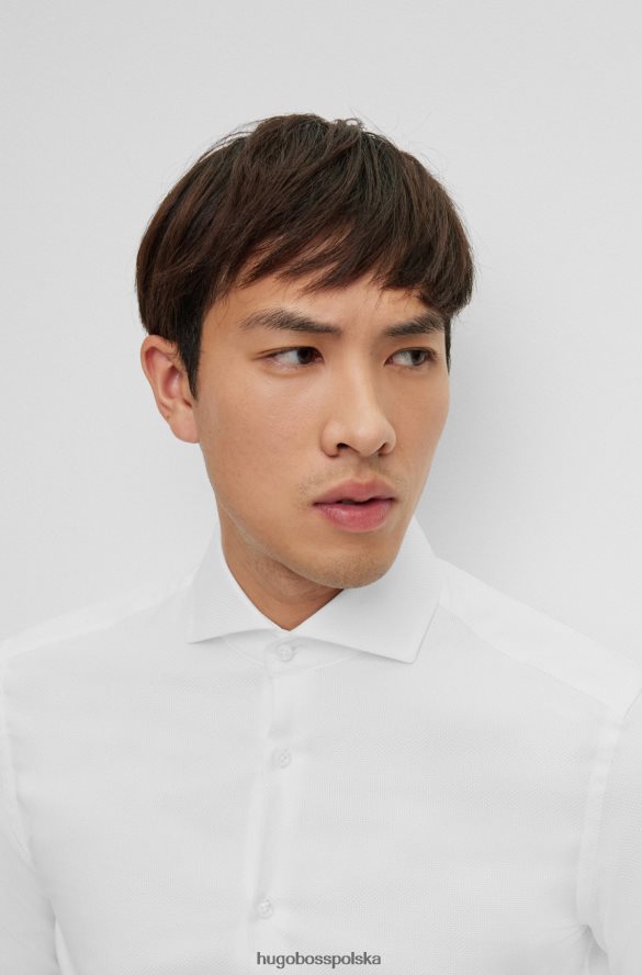 Hugo Boss Koszula slim-fit z włoskiej bawełny strukturalnej hugo w kolorze białym biały R0X0H62477