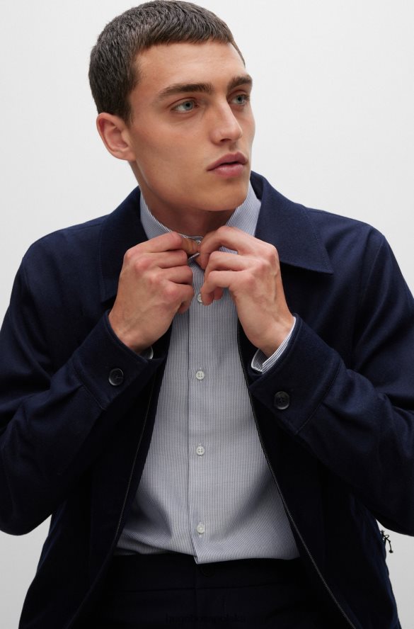Hugo Boss Koszula slim-fit z włoskiej bawełny w paski w kolorze ciemnoniebieskim hugo ciemny niebieski R0X0H64098