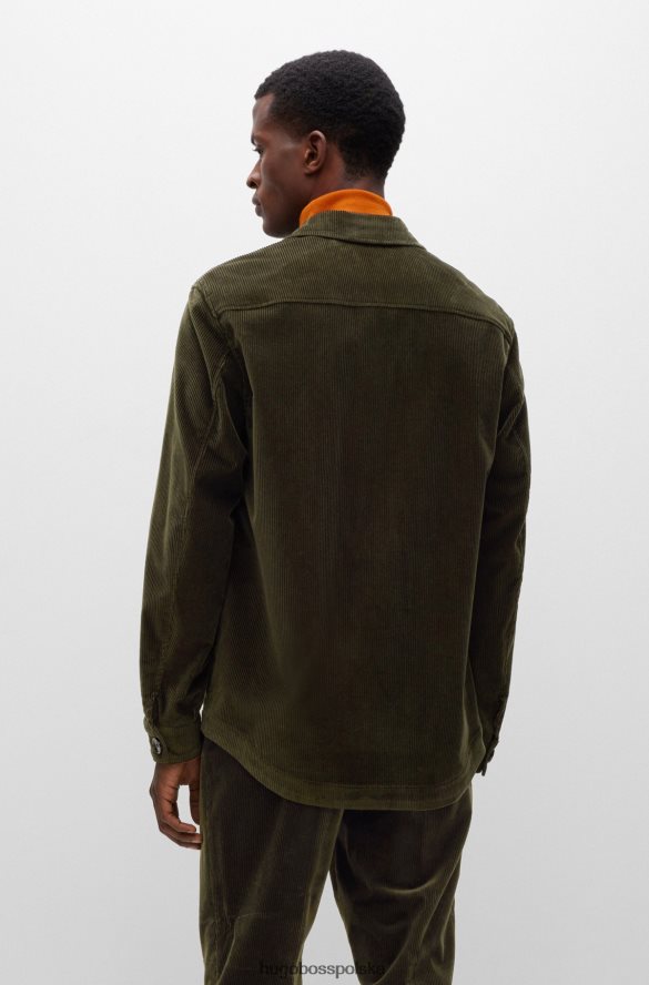 Hugo Boss Koszula wierzchnia hugo o swobodnym kroju ze sztruksu w kolorze jasnozielonym ze elastycznej bawełny jasnozielony R0X0H63755