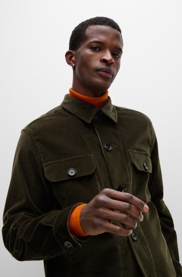 Hugo Boss Koszula wierzchnia hugo o swobodnym kroju ze sztruksu w kolorze jasnozielonym ze elastycznej bawełny jasnozielony R0X0H63755