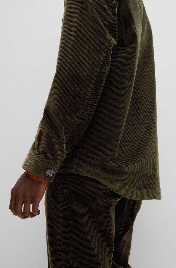 Hugo Boss Koszula wierzchnia hugo o swobodnym kroju ze sztruksu w kolorze jasnozielonym ze elastycznej bawełny jasnozielony R0X0H63755