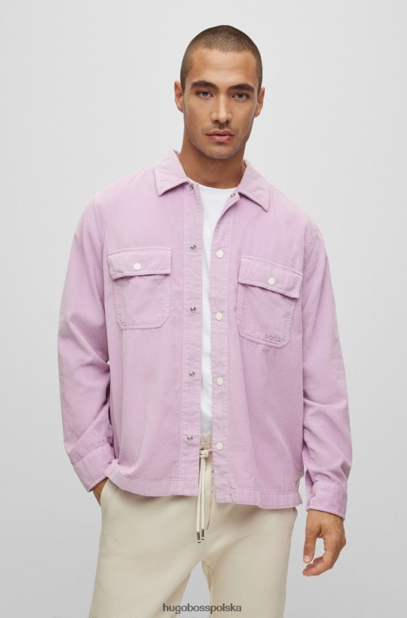Hugo Boss Koszula wierzchnia hugo z bawełnianego sztruksu z haftowanym logo w kolorze jasnofioletowym Jasny fiolet R0X0H62455