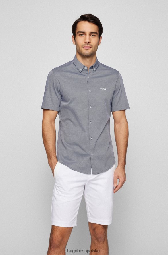 Hugo Boss Koszulka hugo o regularnym kroju z kołnierzykiem zapinanym na guziki w kolorze ciemnoniebieskim ciemny niebieski R0X0H61887