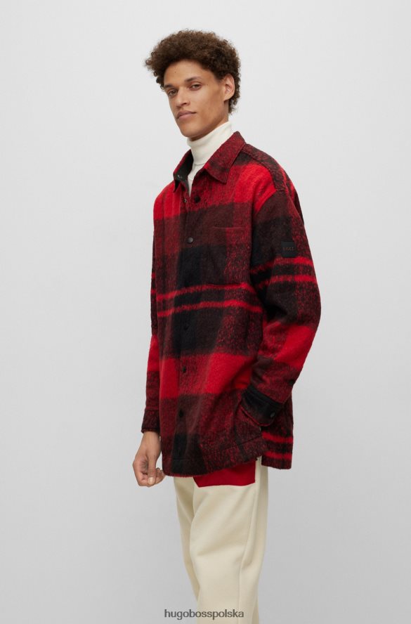 Hugo Boss Koszulka oversize hugo w kolorze czerwonym z kratką i naszywką z logo czerwony R0X0H63768
