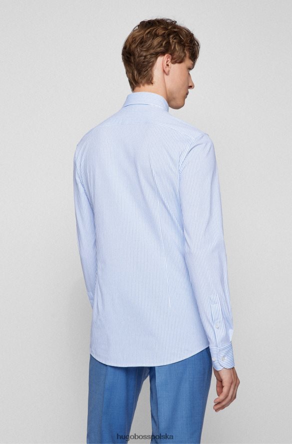 Hugo Boss Niebieska koszula Hugo o dopasowanym kroju z elastycznego dżerseju w paski niebieski R0X0H63359