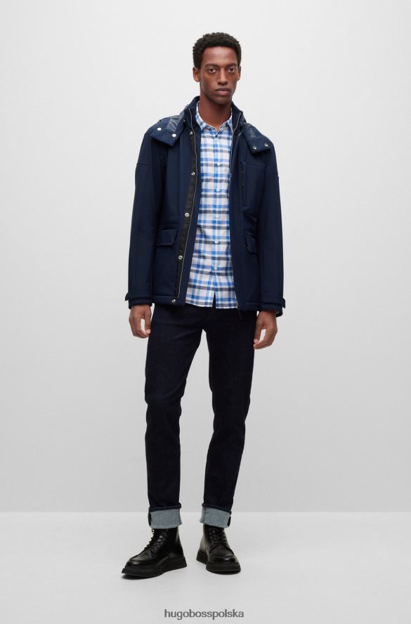 Hugo Boss Niebieska koszula hugo o regularnym kroju z flaneli ze szczotkowanej bawełny niebieski R0X0H63800