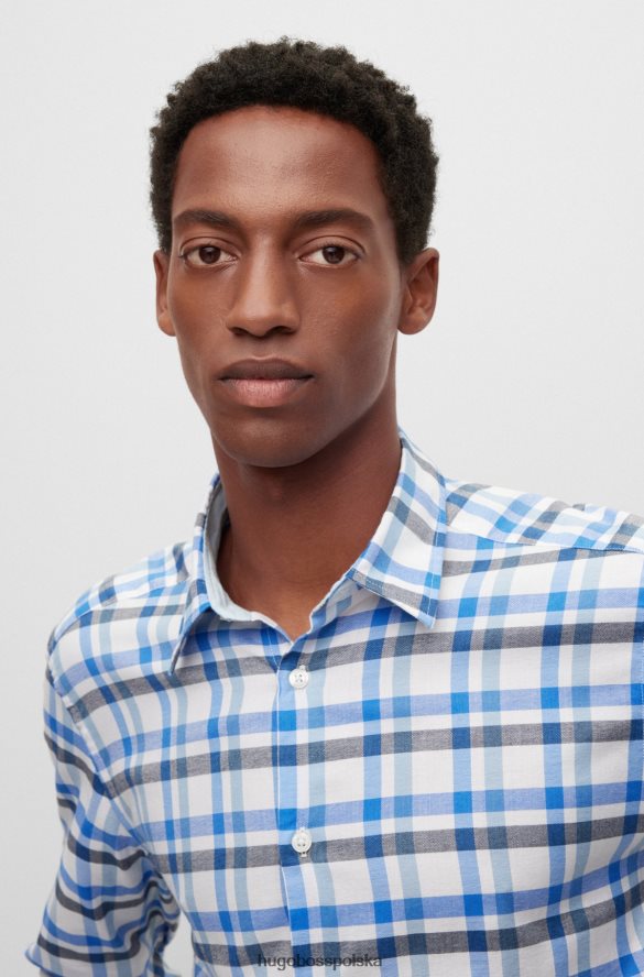 Hugo Boss Niebieska koszula hugo o regularnym kroju z flaneli ze szczotkowanej bawełny niebieski R0X0H63800