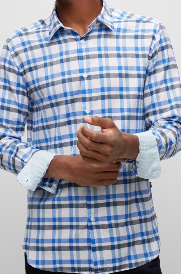 Hugo Boss Niebieska koszula hugo o regularnym kroju z flaneli ze szczotkowanej bawełny niebieski R0X0H63800