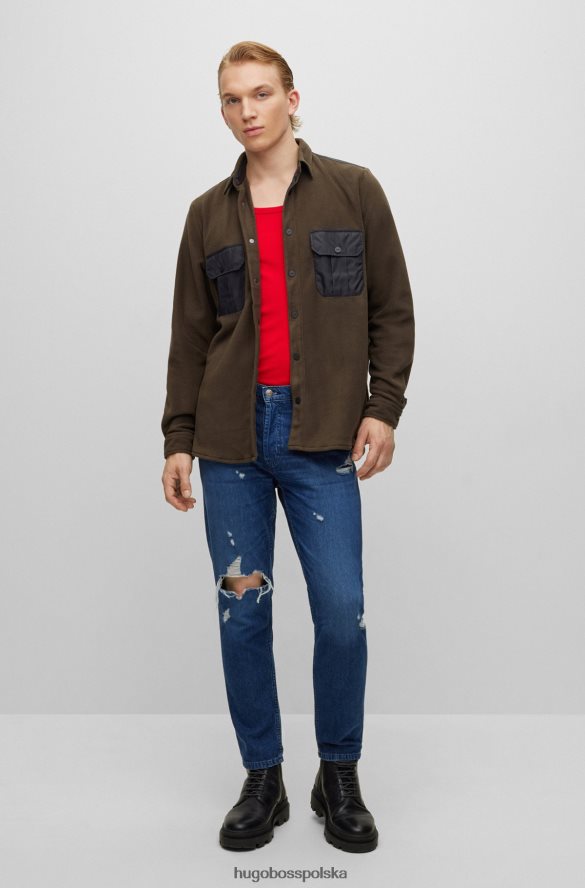 Hugo Boss Oversize'owa koszula oversize hugo z ciemnobrązowego polaru pochodzącego z recyklingu ciemny brąz R0X0H63210