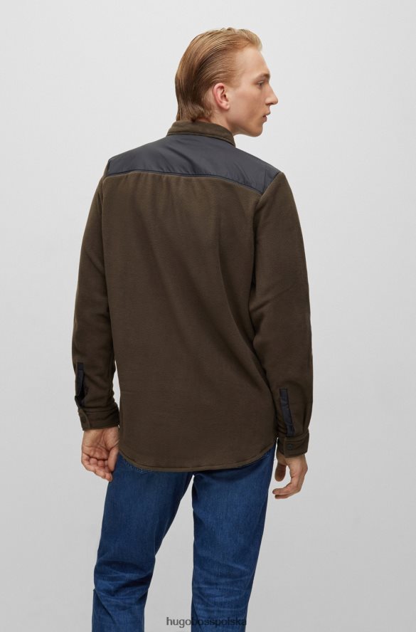 Hugo Boss Oversize'owa koszula oversize hugo z ciemnobrązowego polaru pochodzącego z recyklingu ciemny brąz R0X0H63210