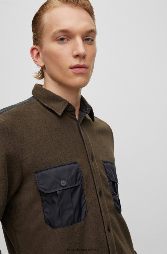 Hugo Boss Oversize'owa koszula oversize hugo z ciemnobrązowego polaru pochodzącego z recyklingu ciemny brąz R0X0H63210