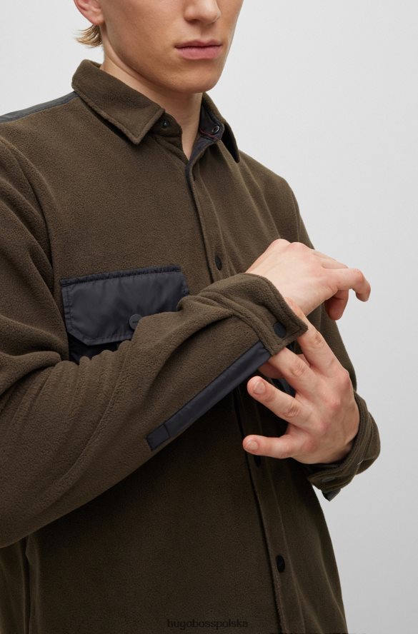Hugo Boss Oversize'owa koszula oversize hugo z ciemnobrązowego polaru pochodzącego z recyklingu ciemny brąz R0X0H63210