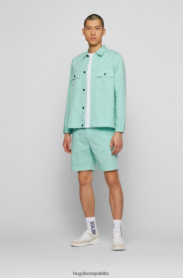 Hugo Boss Oversize'owa koszula wierzchnia z grubego bawełnianego diagonalu Hugo w kolorze jasnozielonym jasnozielony R0X0H63219