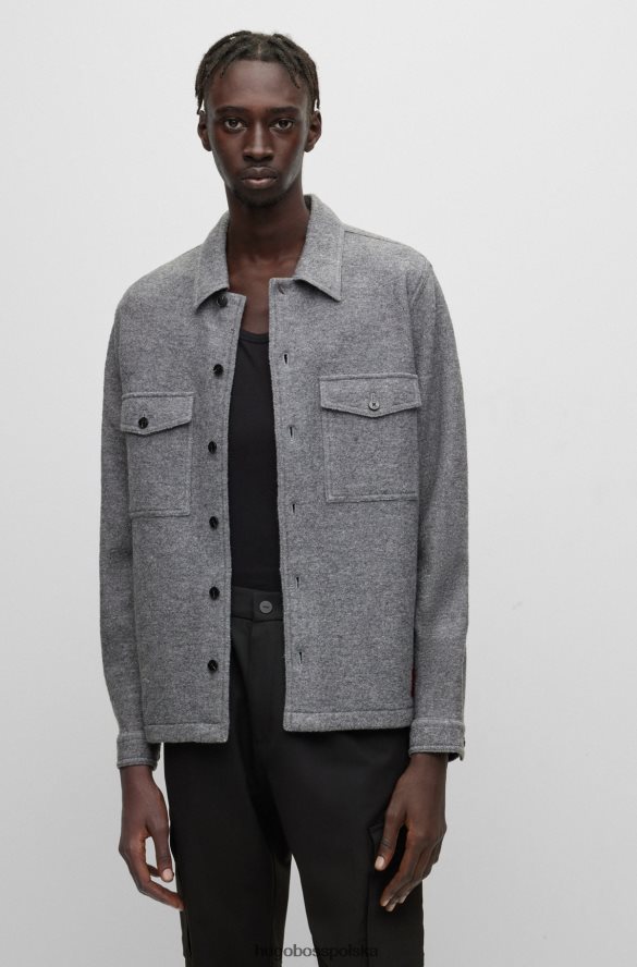 Hugo Boss Szara koszula oversize hugo o oversize'owym kroju z filcowanej tkaniny szary R0X0H64614
