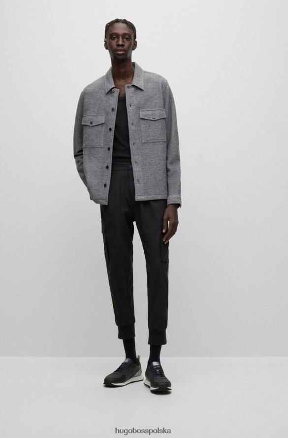 Hugo Boss Szara koszula oversize hugo o oversize'owym kroju z filcowanej tkaniny szary R0X0H64614