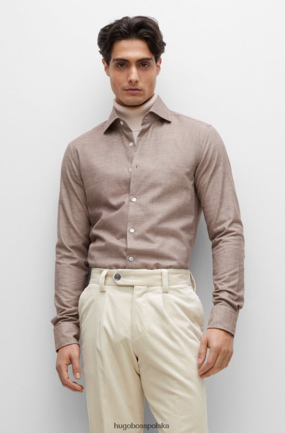 Hugo Boss beżowa koszula hugo slim-fit z włoskiej bawełny oxford beżowy R0X0H64037