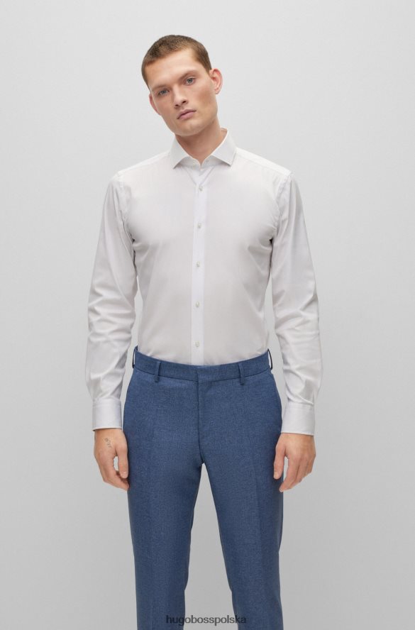 Hugo Boss biała koszula Hugo o dopasowanym kroju z łatwej w prasowaniu popeliny z bawełny biały R0X0H61947