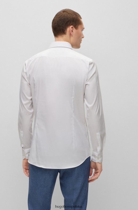 Hugo Boss biała koszula Hugo o dopasowanym kroju z łatwej w prasowaniu popeliny z bawełny biały R0X0H61947