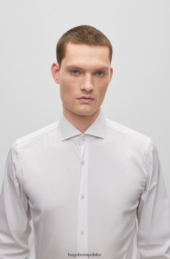 Hugo Boss biała koszula Hugo o dopasowanym kroju z łatwej w prasowaniu popeliny z bawełny biały R0X0H61947