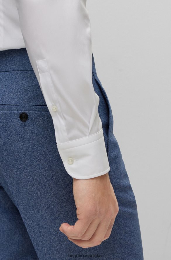 Hugo Boss biała koszula Hugo o dopasowanym kroju z łatwej w prasowaniu popeliny z bawełny biały R0X0H61947