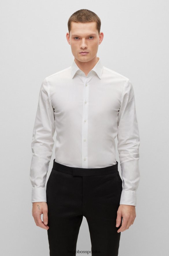 Hugo Boss biała koszula o dopasowanym kroju z łatwej w prasowaniu elastycznej bawełnianej popeliny hugo biały R0X0H61723