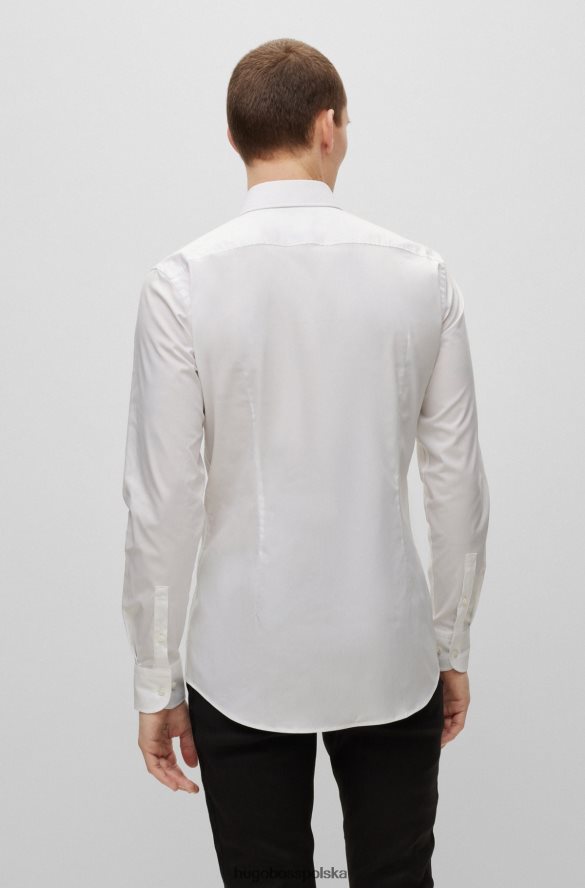 Hugo Boss biała koszula o dopasowanym kroju z łatwej w prasowaniu elastycznej bawełnianej popeliny hugo biały R0X0H61723