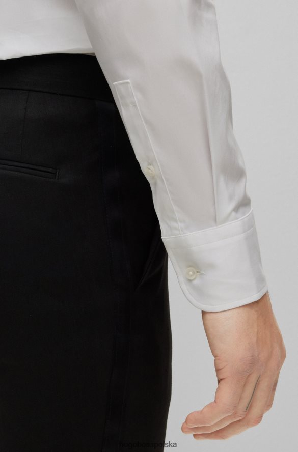 Hugo Boss biała koszula o dopasowanym kroju z łatwej w prasowaniu elastycznej bawełnianej popeliny hugo biały R0X0H61723