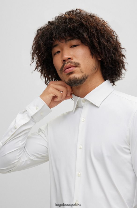 Hugo Boss biała koszula o dopasowanym kroju z elastycznego dżerseju Hugo biały R0X0H62976