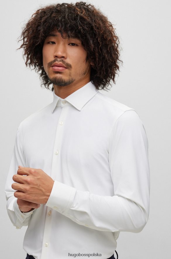 Hugo Boss biała koszula o dopasowanym kroju z elastycznego dżerseju Hugo biały R0X0H62976