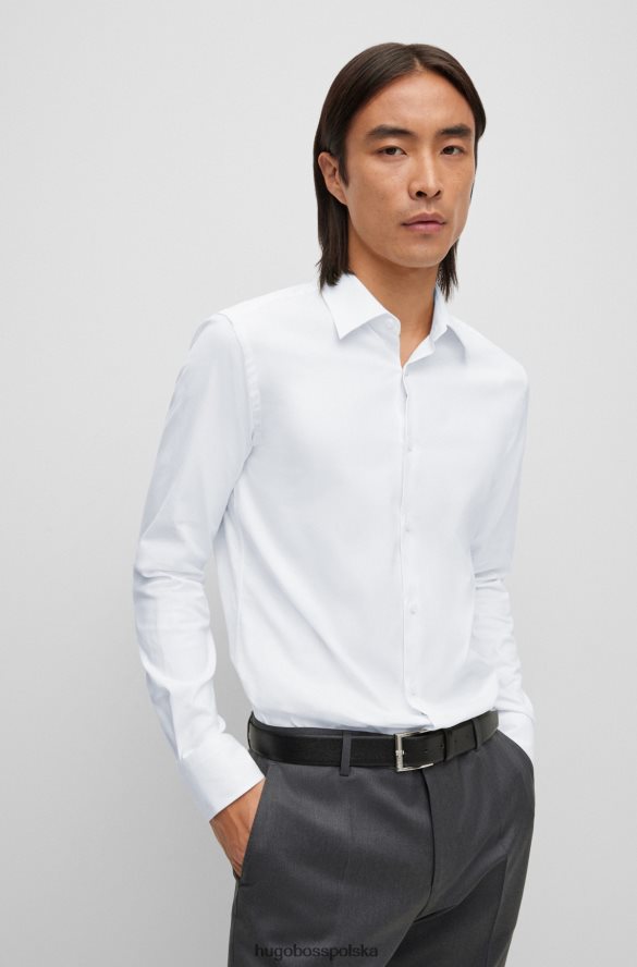 Hugo Boss biała koszula o dopasowanym kroju z włoskiej elastycznej bawełny hugo biały R0X0H62464