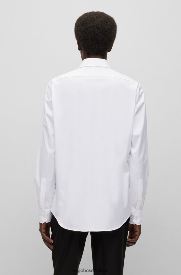 Hugo Boss biała koszula o regularnym kroju z elastycznej bawełny o diagonalnym splocie hugo biały R0X0H62376