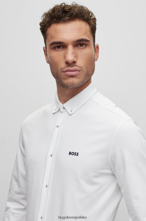 Hugo Boss biała koszula o regularnym kroju z piqu¦ hugo z mieszanki bawełny biały R0X0H62707