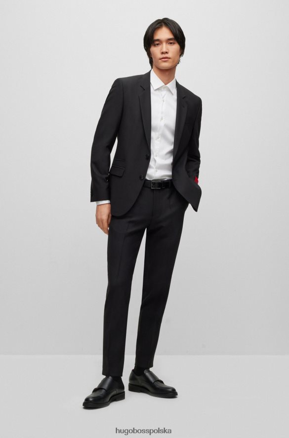 Hugo Boss biała koszula slim-fit z łatwego w prasowaniu bawełnianego diagonalu z podwójnymi mankietami hugo biały R0X0H64050