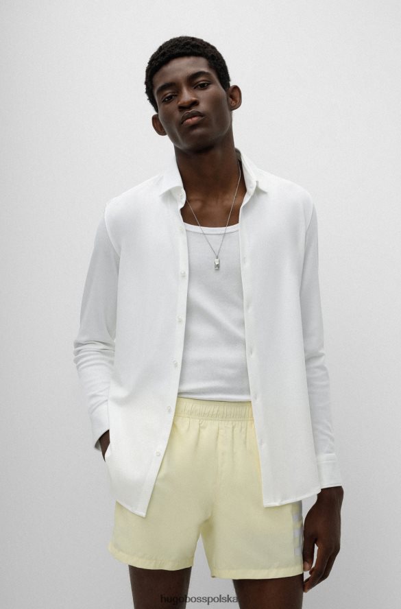 Hugo Boss biała koszula slim-fit z bawełnianego dżerseju z kołnierzykiem kent hugo biały R0X0H63685
