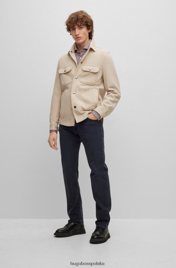 Hugo Boss brązowa koszula Hugo o dopasowanym kroju ze strukturyzowanego, elastycznego dżerseju brązowy R0X0H63068